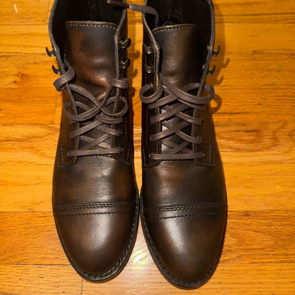 New In Box Thursday Boots Womens Black Coffee Leather Captain Boot Size 8.5 - Picture 11 of 12